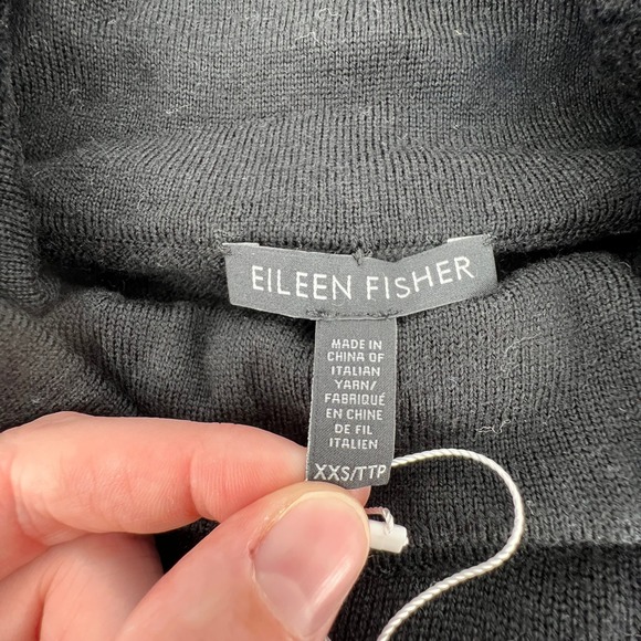Eileen Fisher Women XXS Turtleneck Knee Length Tunic Dress Black Merino Wool NWT - Picture 6 of 10